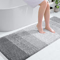 OLANLY Bathroom Runner Rugs Mat 59x24, Extra Soft Absorbent Microfiber Bath Rugs, Rubber Backing, Quick Dry, Washable Long Bath Mats for Bathroom, Tub and Shower, Home Decor Accessories, Light Grey