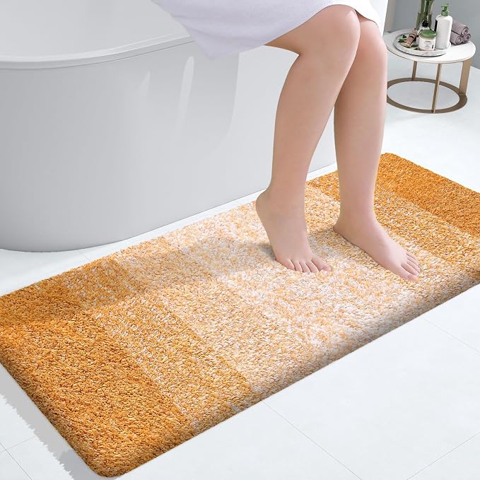 OLANLY Large Bathroom Rugs Mat 50x30, Extra Soft Absorbent Microfiber Bath Rugs, Rubber Backing, Quick Dry, Washable Bath Mats for Bathroom, Tub and Shower, Home Decor Accessories, Golden Yellow