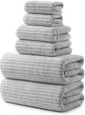 REDKISS 6-Piece Microfiber Bath Towel Set, Ultra Soft, Highly Absorbent & Quick Dry, 35x70 Inch Oversized, Light Gray Towels for Bathroom, Spa, Gym, 2 Bath 2 Hand 2 Washcloths