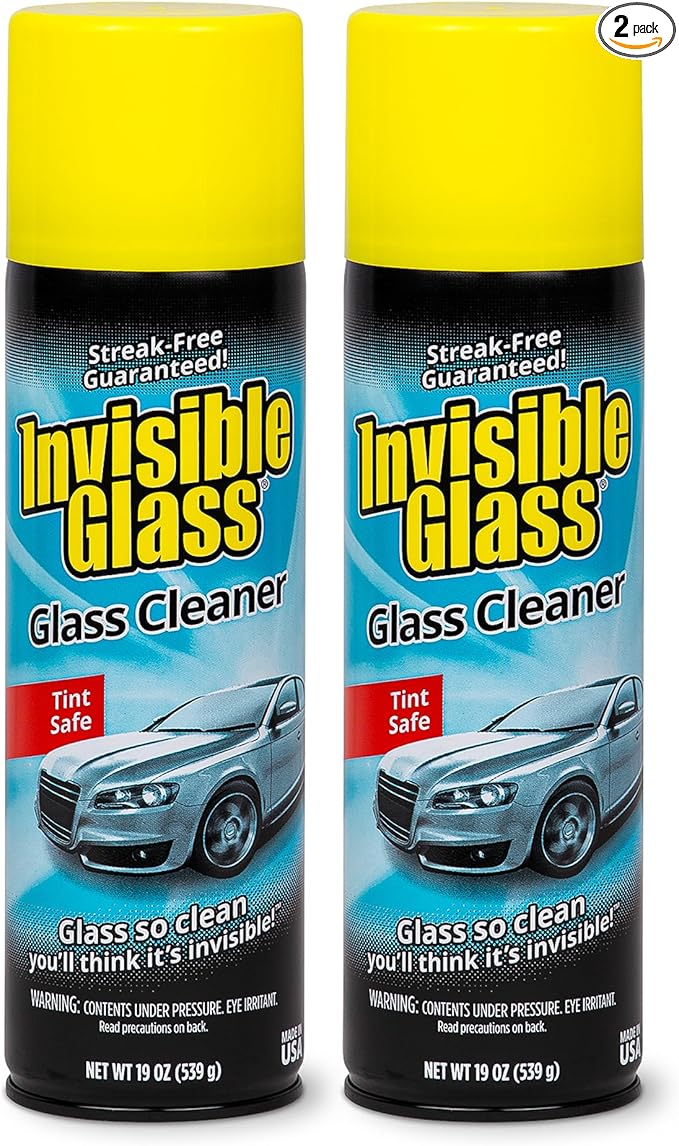 Invisible Glass 91164-2PK Premium Aerosol Glass Cleaner Spray for Car Windshields and Windows, Automotive and Home Window Cleaner, Streak-Free, Ammonia-Free, Tint-Safe – 19 oz (Pack of 2)