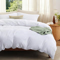 Bedsure Duvet Cover King Size with Fitted Sheet - 4 Pieces Prewashed Cotton-Like Bedding Set, Includes 1 Duvet Cover 104x90 Inches with Zipper Closure, 2 Pillow Shams, 1 Fitted Sheet, Bright White