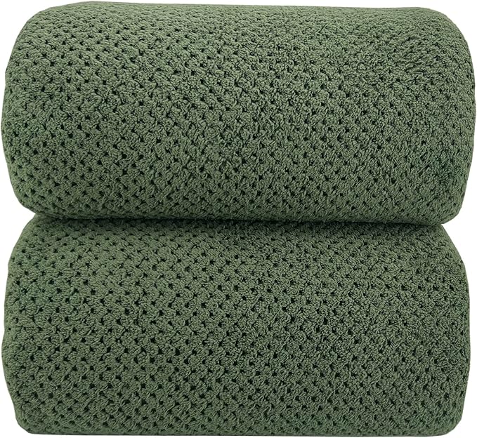 YTYC 39x78 Bath Sheets,Towels for Bathroom,Olive Green,2-Pieces | Extra Large Bath Towels, Super Soft,Highly absorbent,Hanging Loop,Quick Drying,Light Weight,80% Polyester