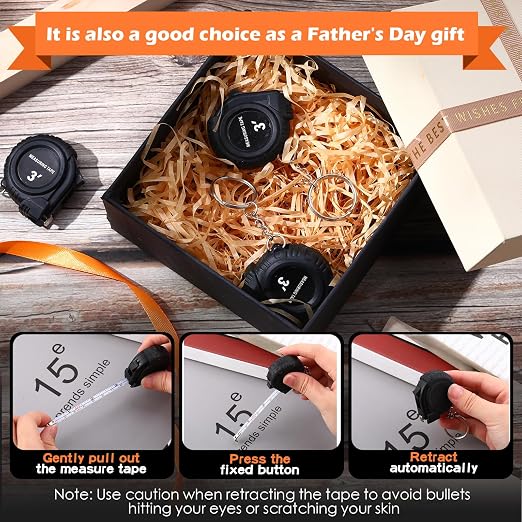 Kanayu Mini Tape Measure Keychains 3 ft Small Retractable Measuring Tape Bulk with Lock Steel Easy Read Pocket for Birthday Party Favors Daily Use