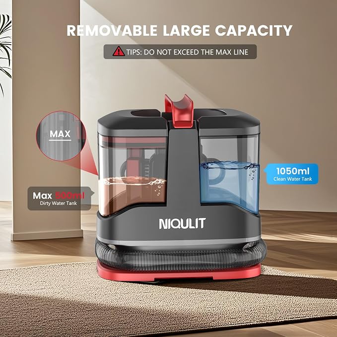 Portable Spot Cleaner Machine for Carpet & Upholstery,15 Kpa Strong Suction Furniture Cleaner Machine for Pet Stain, Rug，Couch & Car, Spot Cleaner Machine with Versatile Tools & Self-Cleaning System