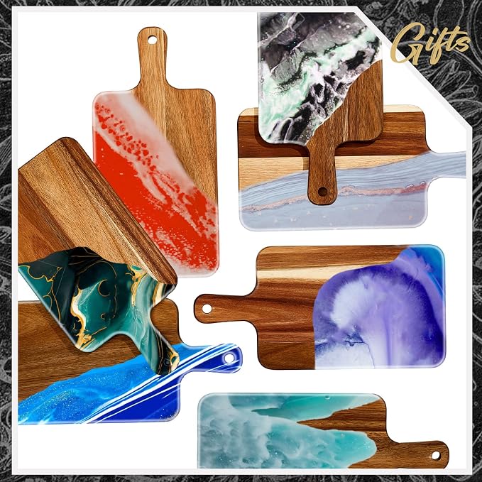 Nuenen 20 Pcs Wood Cutting Board with Handle 15.7 x 7.8 Inch Acacia Bamboo Wooden Serving Kitchen Chopping Boards for Pizza, Bread, Cheese, Charcuterie, Fruit, Vegetables(Acacia)