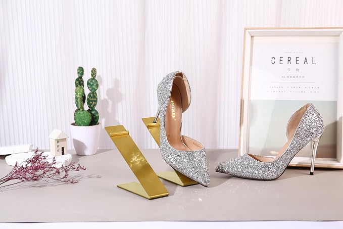 4-Pack Gold Stainless Steel Shoe Display Stand | Freestanding High Heels Display Stands,Suitable for retail stores and personal displays shoe display racks for men and women