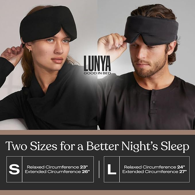 Lunya Women's Washable Silk Sleep Mask LUSK7000, Immerse Black, L | Washable Silk