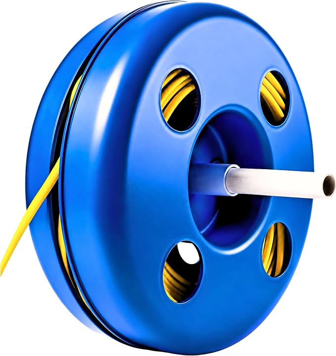 NM-B Blue Wire Dispenser for 125-250 FT Wire Coils, Portable Electrical Wire Organizer, Heavy-Duty Polypropylene Cable Reel, Made in USA, 16" OD x 15" ID Wire Reel for Electricians & Contractors