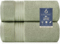 COZYART Luxury Bath Towels 2 PCS, Sage Green 100% Turkish Cotton 650 GSM | OEKO-Tex 100 Certified Zero Twist Ring Spun, Soft Absorbent Quick Dry, Plush Fluffy, Breathable Hotel Quality for Daily Use