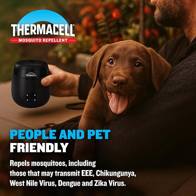 Thermacell E-ZoneGuard Patio Rechargeable Mosquito Repeller with 20-Foot Zone of Scientifically Proven Outdoor Protection; 5.5-Hr Battery; 12-Hr Refill; Bug Spray Alternative; DEET-Free; Blue