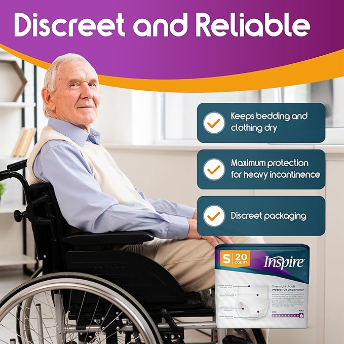 Inspire Adult Diapers Women or Men - MAX Absorbency | Our Most Absorbent and Dry, Incontinence Underwear for Women or Men | Leak Proof Diaper Overnight or Daytime for Heavy