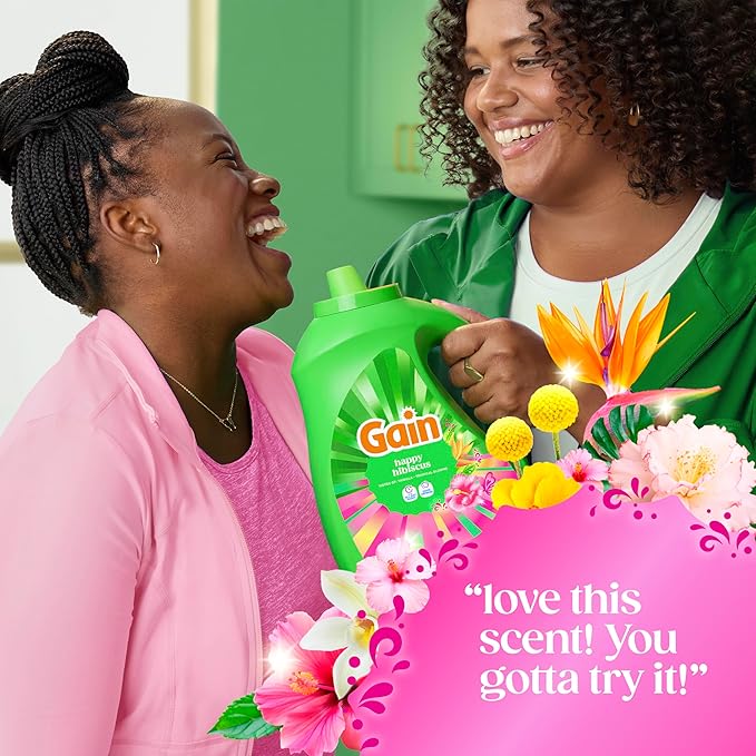 Gain Liquid Laundry Detergent, With Odor Defense, Happy Hibiscus Scent, Laundry Soap For HE Washing Machines, 132 fl oz, 100 Loads (Packaging May Vary)