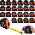 24 Pieces Tape Measure 25 Feet Retractable Measuring Self Locking Measurement Tape Bulk Easy to Read with Fractions, Metric Inches and Imperial Measurement