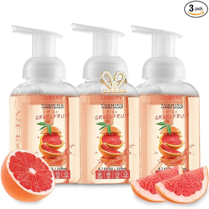 LOVERY Foaming Hand Soap-Pack of 3-Moisturizing Hand Soap with AloeVera & Essential Oils-Alcohol-Free Hand Wash in Honey Almond, PomegranatePeach, Lavender Jasmine Scent-Free Bracelet