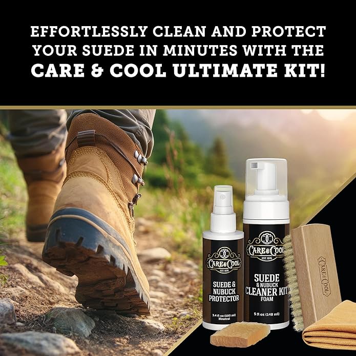 Care & Cool Ultimate Suede & Nubuck Care Kit: Helps Clean, Restore & Protect Against Water & Stains. The Complete 6-Piece System to Keep Your Favorite Shoes, Boots, Bags & Jackets Looking Fresh.
