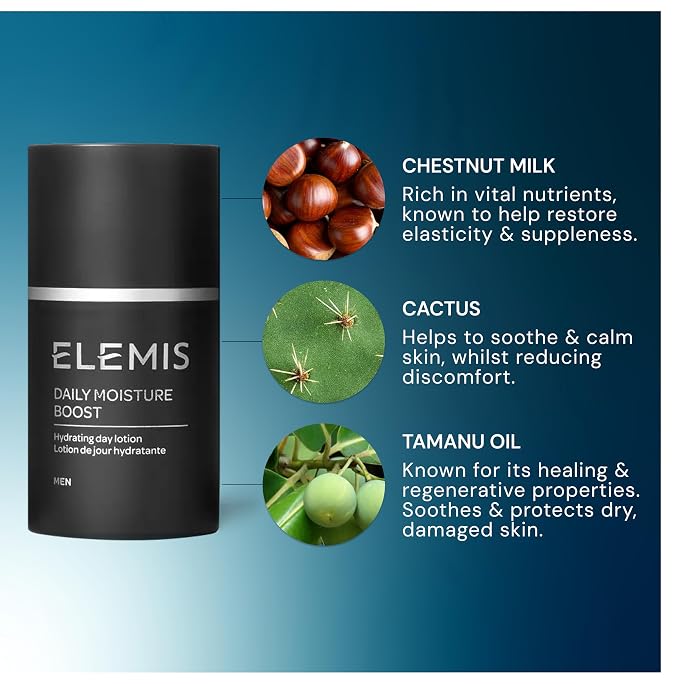 ELEMIS Daily Moisture Boost for Men | Lightweight Post-Shave Day Lotion Hydrates, Soothes, Nourishes, and Calms for Refreshed, Recharged Skin | 50 mL