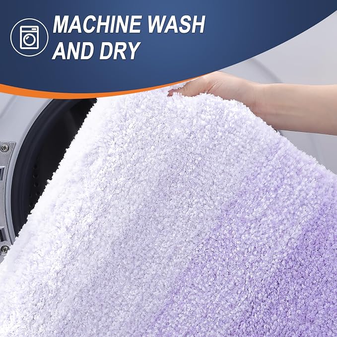 OLANLY Bathroom Runner Rugs Mat 47x20, Extra Soft Absorbent Microfiber Bath Rug, Rubber Backing, Quick Dry, Washable Long Bath Mats for Bathroom, Tub and Shower, Home Decor Accessories, Light Purple