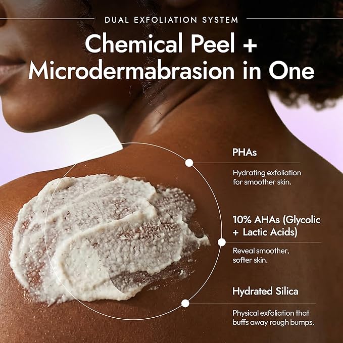 DERMAdoctor KP Bump Eraser Body Scrub with 10% AHAs + PHAs for Keratosis Pilaris, Dry, Rough, and Bumpy Skin, Dermatologist Formulated Exfoliating Body Scrub with Glycolic and Lactic acids - 8 Fl oz