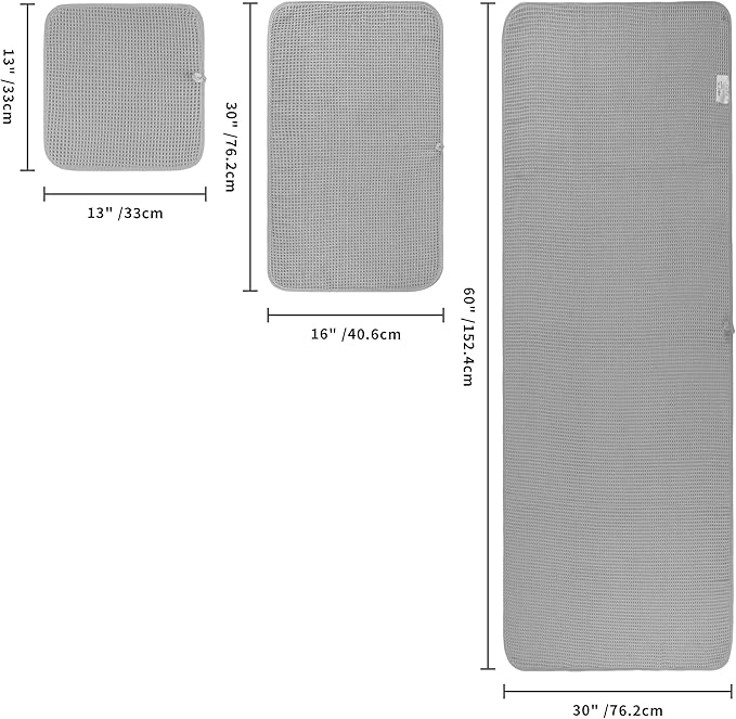 POLYTE 430 GSM Microfiber Quick Dry Lint Free Oversize Bath Towel Set, 6 Piece (Waffle Weave)