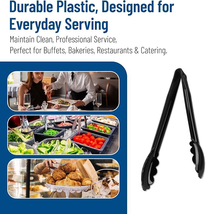 Carlisle FoodService Products 470903 Carly Salad Tong, 9" Utility Tong, Black, 1 Pack