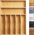 Kitchen Bamboo Silverware Organizer, Kitchen Drawer Organizer - Utensil Holder and Cutlery Tray with Grooved Drawer Dividers for Flatware 7 Slot, Natural