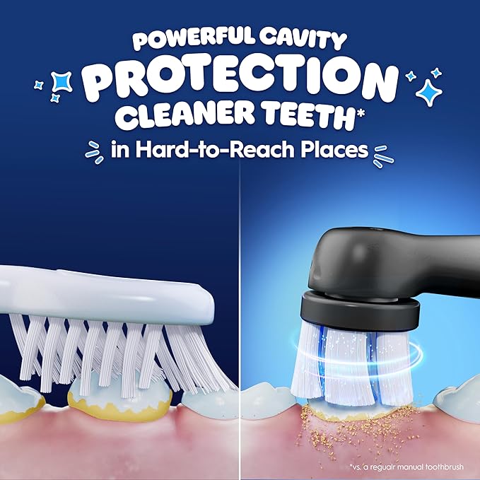 Oral-B iO Kids Limited Rechargeable Electric Powered Toothbrush, Spiderman with 1 Gentle Care Brush Head - Automatic Pressure Sensor to Protect Gums - 3 Cleaning Settings - 2 Min Music Timer