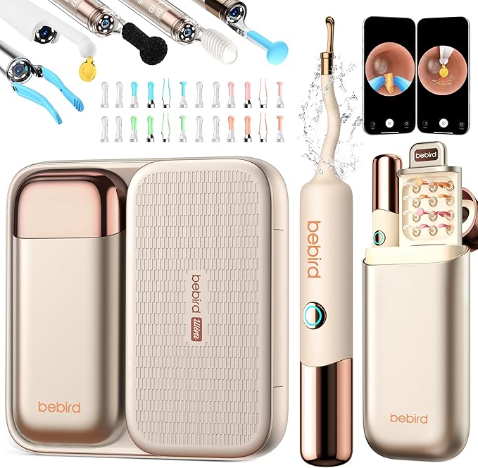 Bebird Earsight Ultra 2K Ear Wax Removal Tool Camera,Pain-Free Ear Cleaner with HD Otoscope,Visual Ear Pick Tweezers, Safe Silicone Tips,Ear Cleaning Kit for Family, FSA HSA Eligible (Champagne Gold)