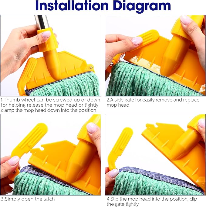 Eccliy 6 Pack Commercial Mop Heads Replacement Heavy Duty 18 oz Loop End Cotton String Wet Mop Refills Washable Absorbent Reusable for Industrial Home Tile Wood Concrete Floor (Green,Blue)