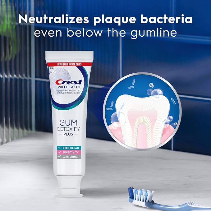 Crest Pro-Health Gum Detoxify Plus Toothpaste 4.5 oz Pack of 24 - Antibacterial Fluoride Toothpaste, Sensitivity Protection, Whitens Teeth, Anticavity, Plaque Control