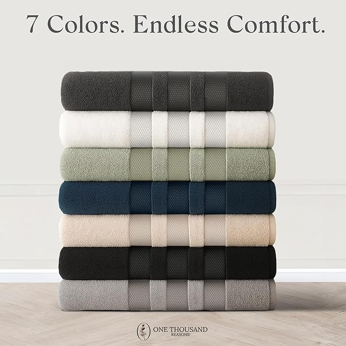 Premium Staple Cotton Bathroom Towel Set - White 600 GSM 6-Piece Luxury Bath Towel Set 3 Stripe - 2 Bath Towels, 2 Hand Towels & 2 Washclothes Set - High Absorbent & Quick Dry for Gym, Spa, Hotel
