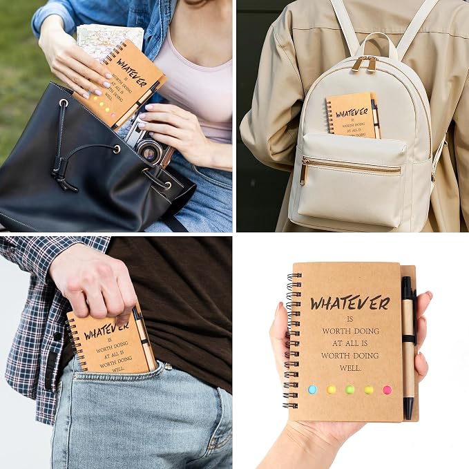 ERUW 40 Pcs Employee Appreciation Gifts Bulk - 20 Sets Inspirational Spiral Notebook Office/Students Team Journal Thank You Gifts Lined Pocket Notepad,Note Books for Nurse Teacher Coworker Volunteer
