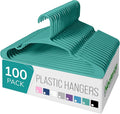 NEATERIZE Clothes Hangers Plastic 100 Pack for Adults - Plastic Hangers, The Perfect Coat Hanger and Space Saving Clothes Hangers for Closet - Aqua Hangers
