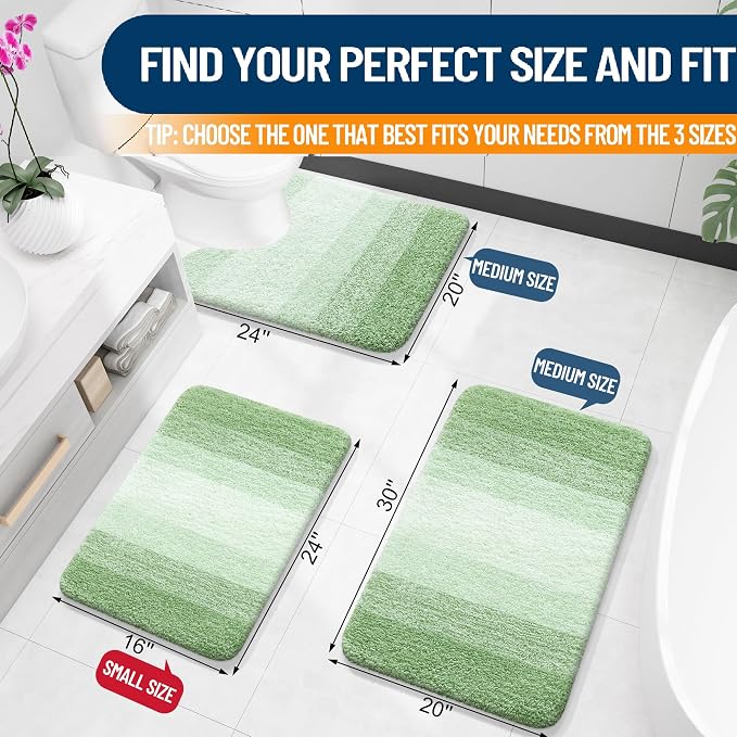 OLANLY Large Bathroom Rugs Mat 40x24, Extra Soft Absorbent Microfiber Bath Rugs, Rubber Backing, Quick Dry, Washable Bath Mats for Bathroom Floor, Tub and Shower, Home Decor Accessories, Sage Green