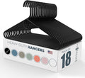 Made in USA Heavy Duty Plastic Clothes Hangers Bulk, 20 30 50 100 Pack Available, Strong Plastic Hangers, Jacket Coat Hangers, Thick Plastic Hanger for Closet and Clothing Hangars (18pk Black)