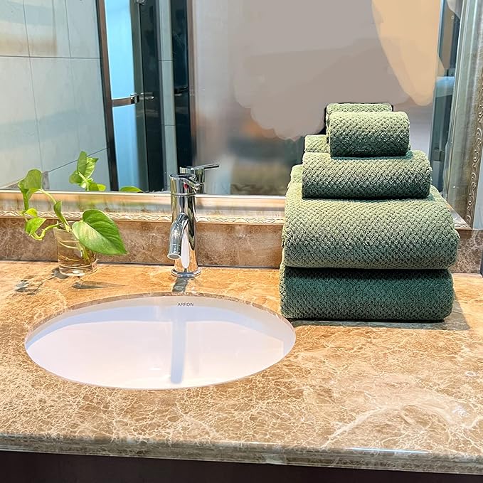 YTYC 29x59 Bath Towels Set,Towels for Bathroom,Olive Green,6-Pieces | 2 Large Bath towels,2 Hand towels (14x29"),2 Washcloth (13x13"),Super Soft,Highly absorbent,Hanging Loop,80%Polyester