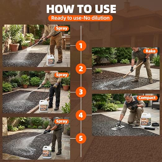Rock Glue with Electric Sprayer, 2 Gallon Ready-to-Use Mulch Hold for Landscaping, 100% Water-Permeable, Pet-Safe Non-Toxic Landscape Glue Spray for Rocks Binder, Patios Pea Gravel Stabilizer