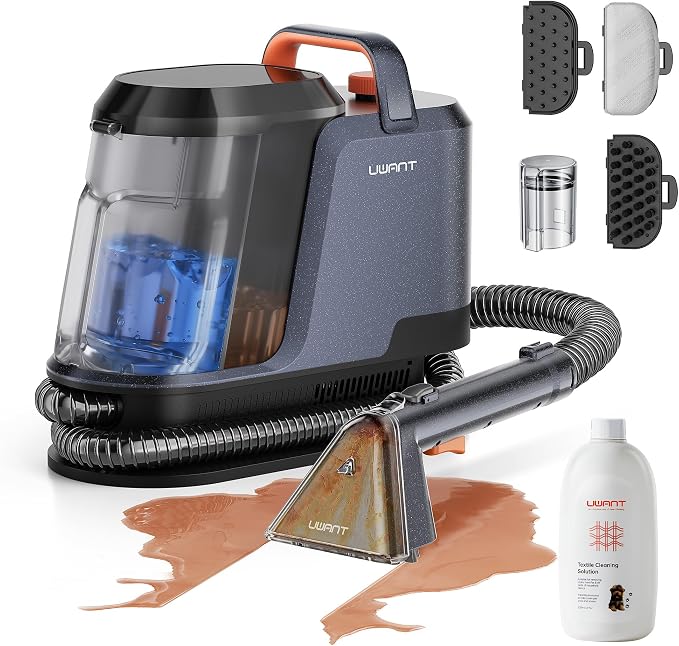 Uwant Carpet Cleaner Machine 18Kpa Portable Carpet Cleaner for Cars Couch, 2in1 Water Tank Upholstery Cleaner, Spot Cleaner with Cleaning Tools, 2.4 Liter Set of 1