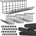 Under Desk Cable Tray, Cord Organizer for Wire, Cord Management, Under Desk, Wire Holders - Black Tray - Set of 4X 17