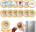 Vesici 12 Pcs 2 in 1 Sublimation Blank Magnetic Bottle Opener 2.5 Inch DIY Bamboo Fridge Magnetic Beer Opener Wooden Heat Transfer Print Cap Openers for Kitchen Bar Restaurant Wedding Gift (Round)