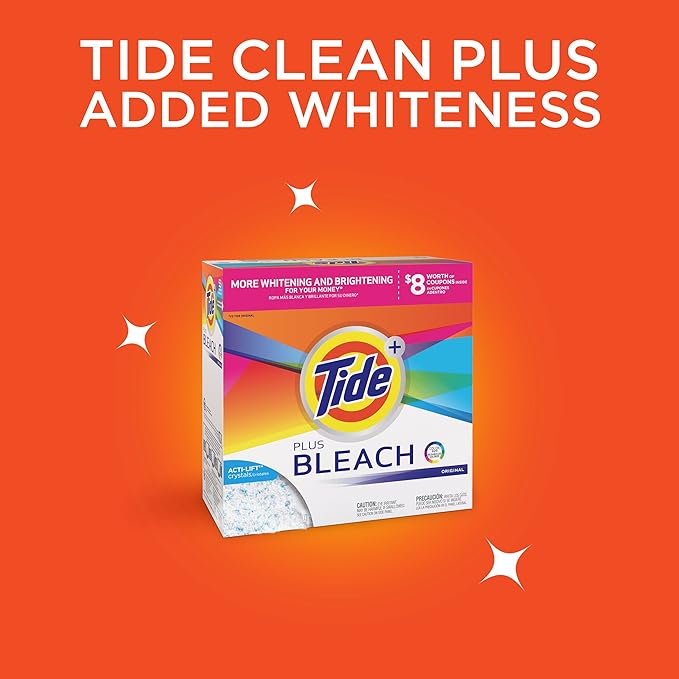 Tide Ultra Plus Bleach Original Scent Powder Laundry Detergent, 80 loads, 144 oz