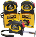 LEXIVON [3-Pack] 25Ft/7.5m AutoLock Tape Measure | 1-Inch Wide Blade with Nylon Coating, Matte Finish White & Yellow Dual Sided Rule Print | Ft/Inch/Fractions/Metric (LX-205X3)