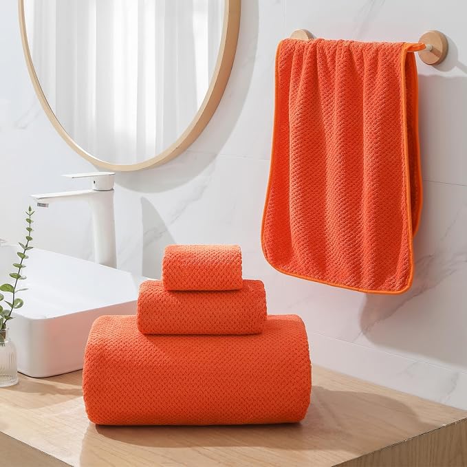 YTYC 39x78 Bath Sheets Set,Towels for Bathroom,Burnt Orange,6-Pieces | 2 Extra Large Bath Towels, 2 Hand Towels, 2 Washcloths, Super Soft,Highly absorbent,Hanging Loop,80% Polyester