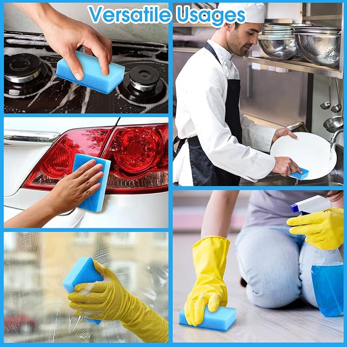 Tioncy 180 Pcs Individually Wrapped Sponges Bulk Kitchen Brown Non Scratch Scrub Sponges Dual Sided Cleaning Scrubber for Household Washing Dishes, Pots, Pans, Sinks, Stoves, Appliances, Car, Bike