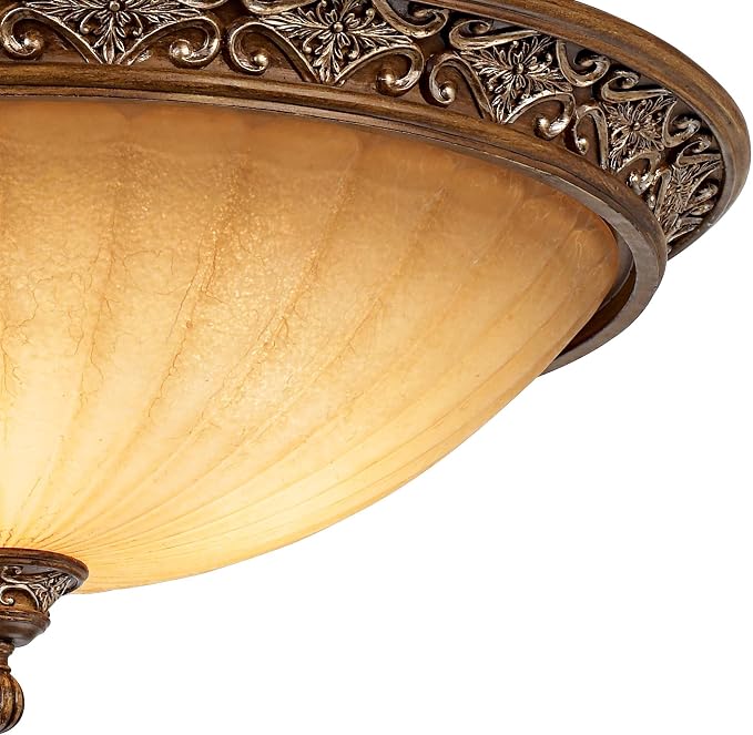 Sterling Estate 26 1/2" Wide Glass Bowl Pendant Light Light Fixture | Golden Bronze Chandelier Rustic Champagne Shade for Cottage Core Dining Room House Foyer Entryway Kitchen Bedroom Home High