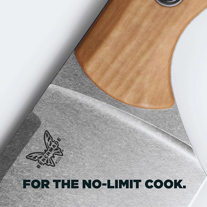 Benchmade Chef Knife Kitchen Knife, CPM-154 Steel Blade (4025-02) | Maple Valley Black Bolster Richlite / G10 handle with black bolster, Drop-Point blade