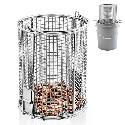 1 Pcs 1/8″ Mesh 5 Gallon Dip and Drain Stainless Steel Part Cleaning Strainer Basket for Buckets Swing Handle for Mechanics Auto Parts Washing Garage Shop & Home Workshop, Bucket Not Included