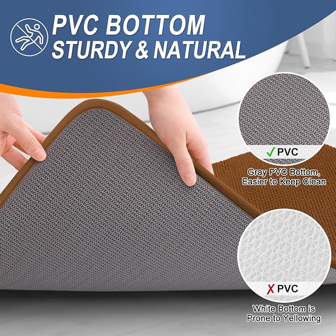 OLANLY Memory Foam Bathroom Runner Rugs 44x24, Absorbent Long Mat, Ochre | Soft Quick Dry Bath Mat Rugs, Non-Slip, Machine Washable Mat for Bathroom Floor, Tub and Shower, Home Decor Accessories