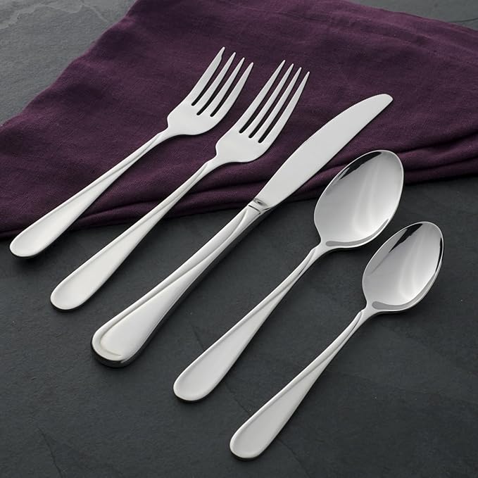 Oneida Silverware Set, Flight Everyday Flatware Dinner Knives Set, Service For 6, 18/0 Stainless Steel, Rust Resistant, Dishwasher Safe, Mirror Finish, Utensils Sets, Dinner Knife (Silver 6 Piece)