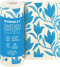 LOLA Swedish Dishcloths XL on a Roll, 30 Sheets, Floral Pattern, Perforated Tear-Off 11" x 10" Sheets w/Hook, Reusable Absorbent Unpaper Towels Cellulose Sponge Cloth Biodegradable Made in Germany