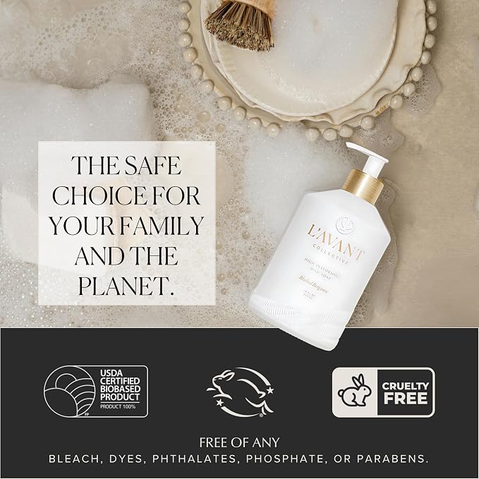 L'AVANT Collective Natural Luxury Dish Soap Refill | Plant-Based, Non-Toxic & Grease-Cutting, Refill for Glass Bottle, 32 Fl Oz | Blushed Bergamot